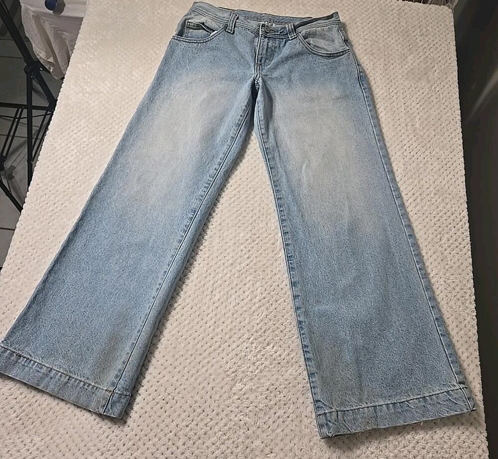 J Galt Brandy Melville Size S Light Wash Wide Leg Baggy Cargo Jeans Y2K #0362